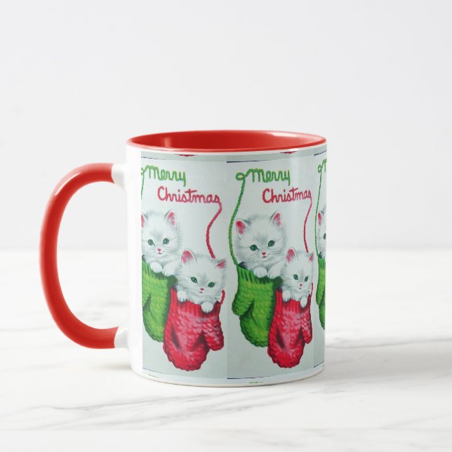 Kittens in Mittens Merry Christmas Mug (Left)