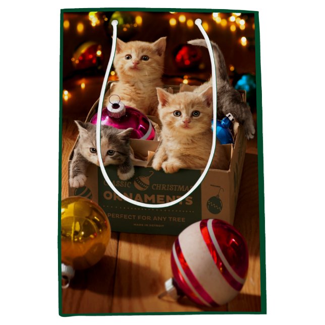 Kittens in Ornament Box Medium Gift Bag (Front)