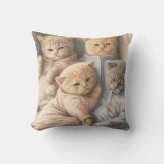 Kittens in pyjamas throw pillow