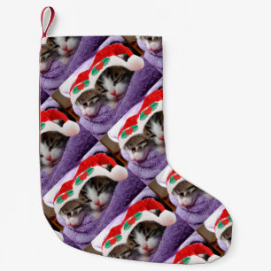 Kittens in Santa Hats Christmas Pattern Stocking