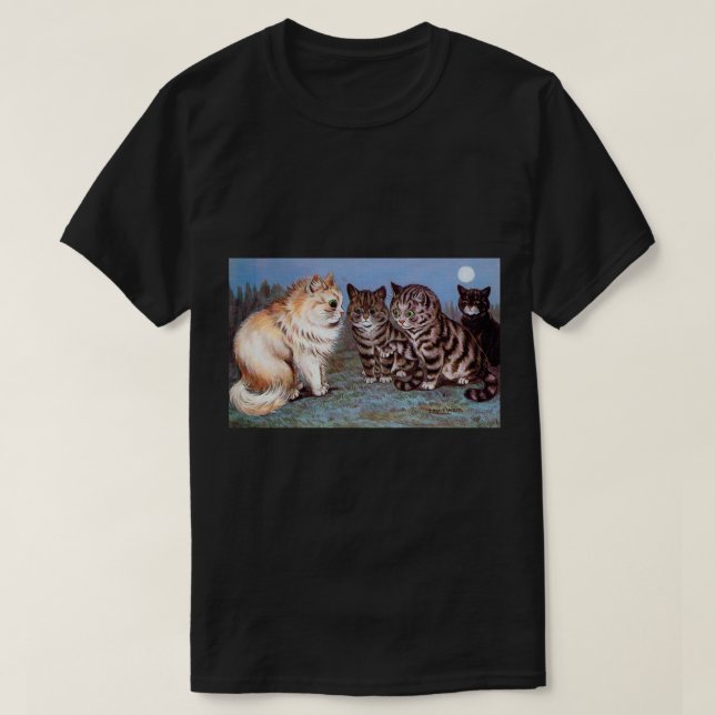 Kittens meeting in the Moonlight, Louis Wain T-Shirt (Design Front)