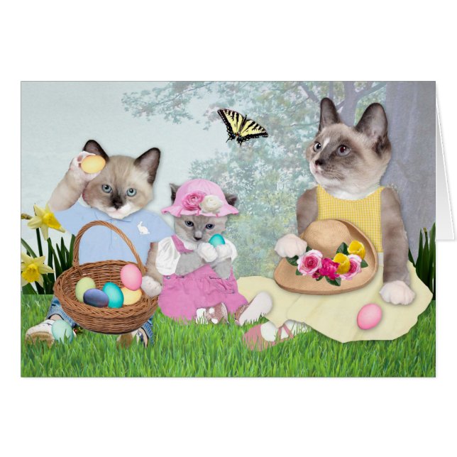 Kittens Pâques Chasse aux Oeufs Carte de voeux (Devant horizontal)