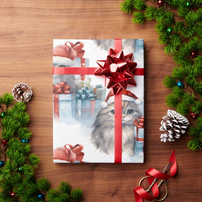 Kittens peeking from gift wrap (Holiday Gift)