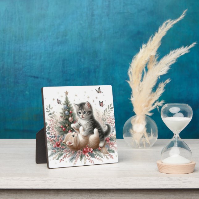 Kittens Playful Christmas Plaque (Insitu)