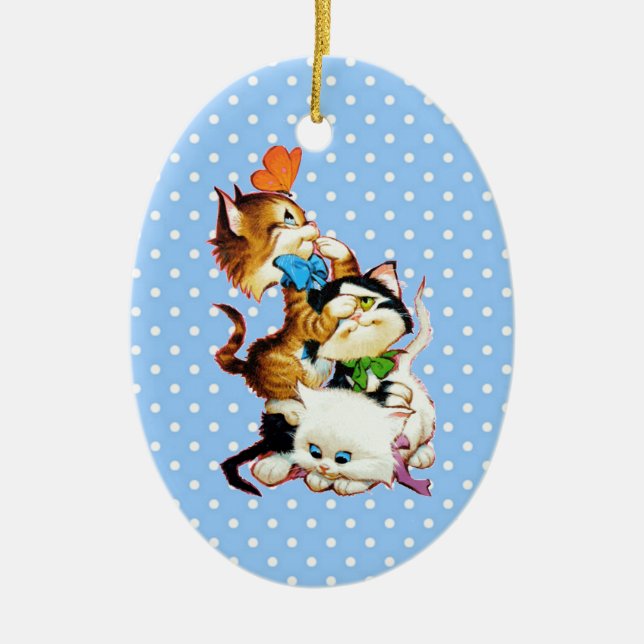 kittens playing ceramic ornament (Front)