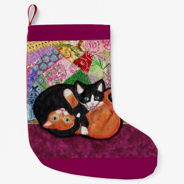 Kittens Playing on Heirloom Quilt Stocking (Front)