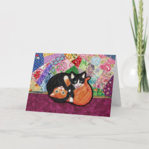 Kittens Playing On Quilt — carte blanche