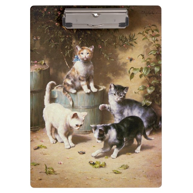 Kittens Playing with Beetles, Carl Reichert Clipboard (Front)