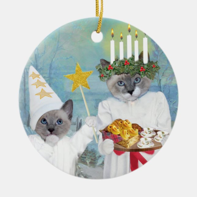 Kittens' Santa Lucia Personalized Ornament (Front)