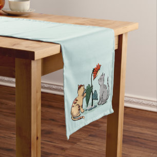 Kittens Summer Delight Seafoam Green Short Table Runner