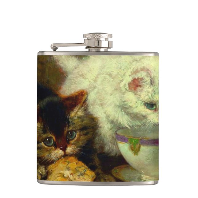 Kittens Tea Party Hip Flask (Front)