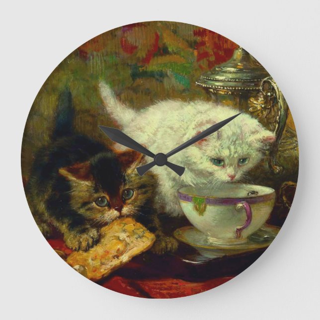 Kittens Tea Party Large Clock (Front)