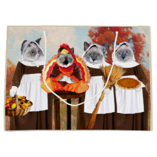 Kittens Thanksgiving Large Gift Bag