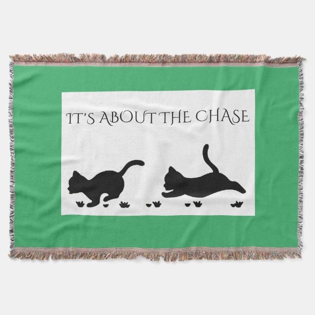 Kittens throw blanket in green with quote. (Front)