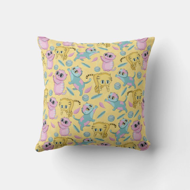 Kittens Throw Pillow (Back)