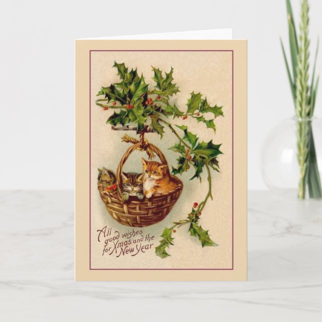 Kittens victorien Carte de Noël et de Nouvel An (Devant)