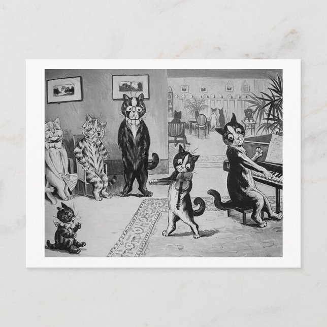 Kittens Violinist, Louis Wain Postcard (Front)