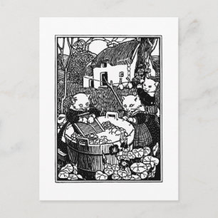 Kittens Washing Mittens Nursery Rhyme Postcard