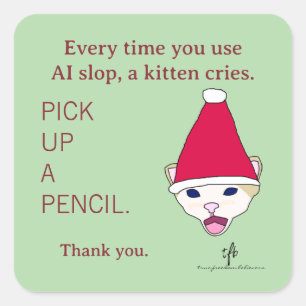 #KittensAgainstAISlop I Christmas Square Sticker