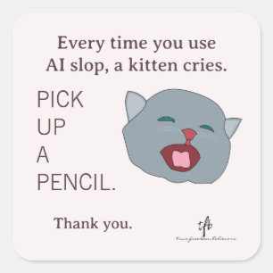 #KittensAgainstAISlop IV Square Sticker