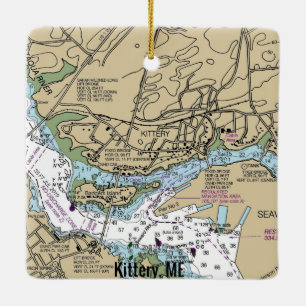 Kittery Maine Nautical Chart Ceramic Ornament