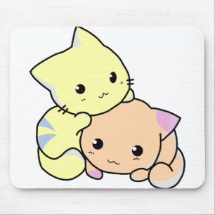 kitties cartoon snuggle cats cute mouse pad