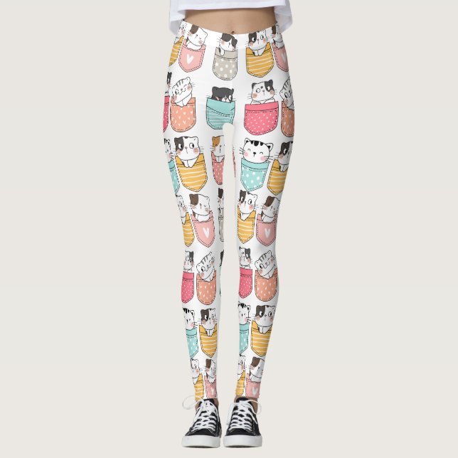 Kitties In Pockets Leggings (Front)