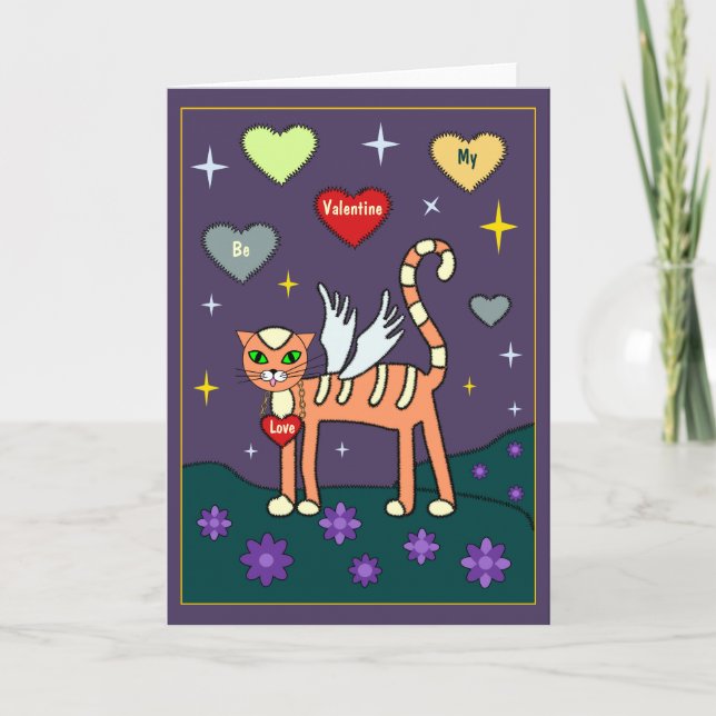 Kitty ailé avec carte personnalisée Coeur (Devant)