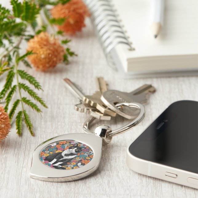 Kitty among the flowers keychain (Side)