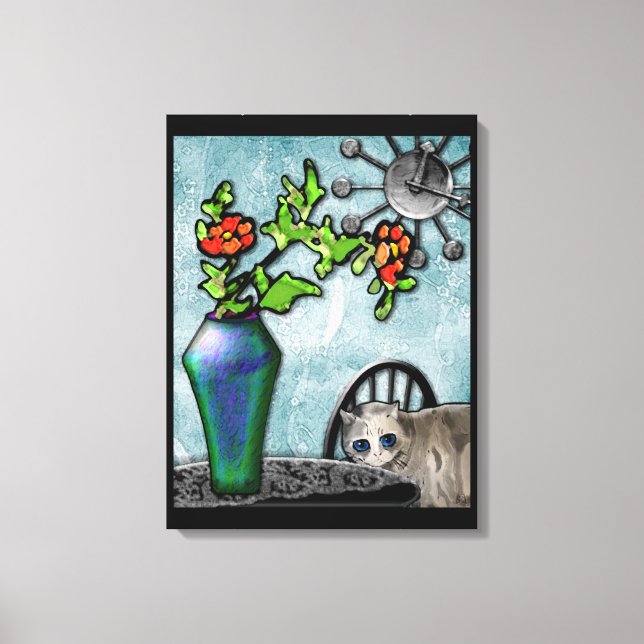 Kitty and Favrile Glass Vase (Gallery Wrapped Canv Canvas Print (Front)
