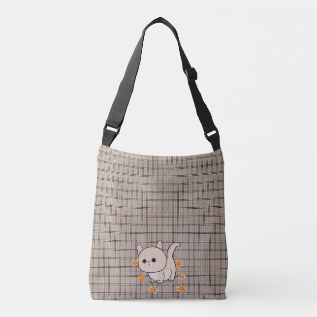 kitty and maple leaves crossbody bag (Front)