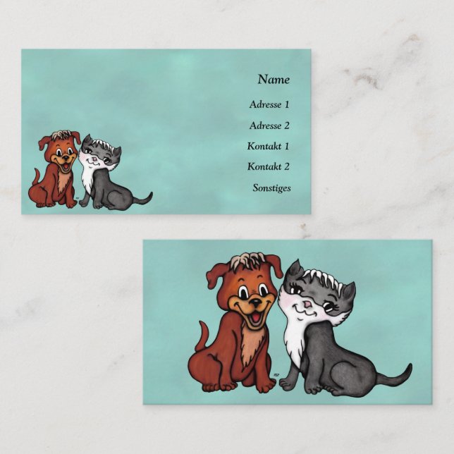 Kitty and Puppy Business Card (Front/Back)