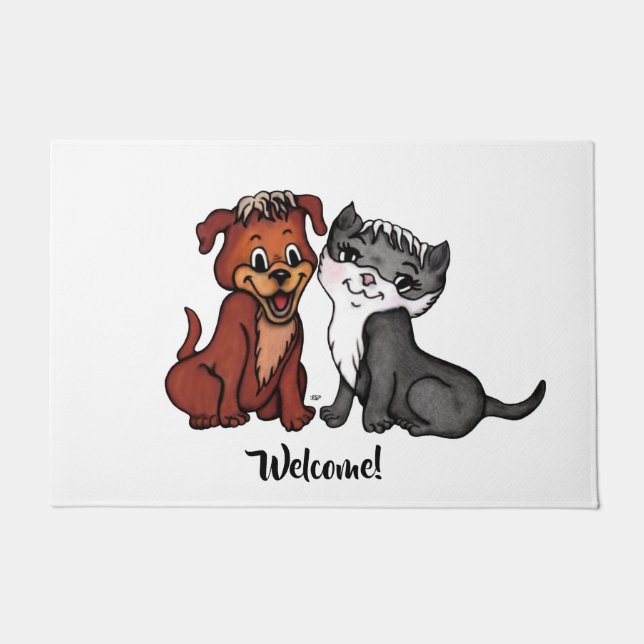 Kitty and Puppy Doormat (Front)