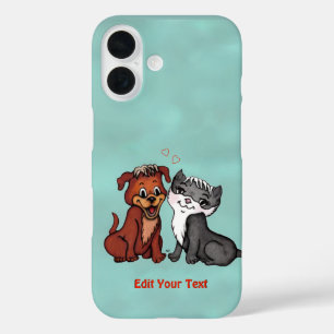 Kitty and Puppy , Edit Your Text iPhone 16 Case