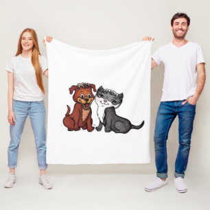 Kitty and Puppy Fleece Blanket