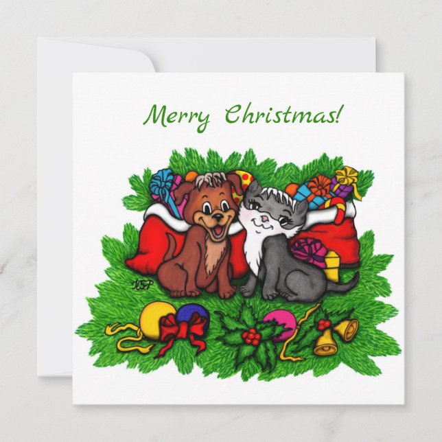 Kitty and Puppy , Happy XMas (Front)