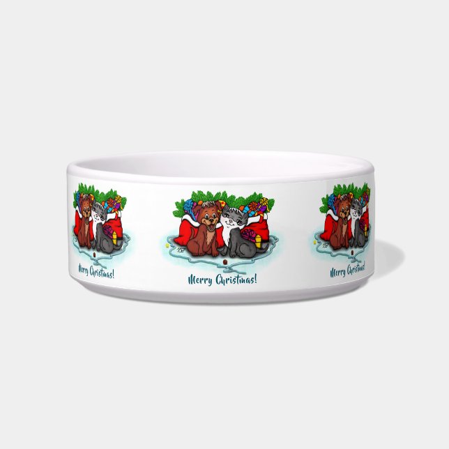 Kitty and Puppy , Happy XMas Bowl (Front)