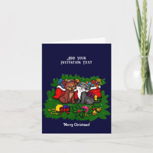 Kitty and Puppy , Happy XMas Invitation
