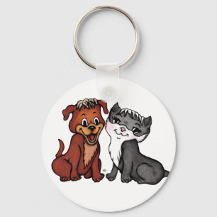 Kitty and Puppy Keychain