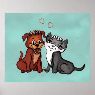 Kitty and Puppy Poster