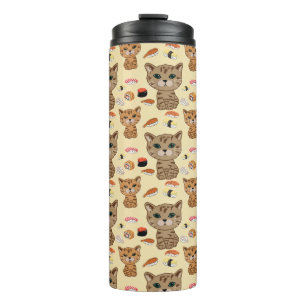 kitty and sushi pattern thermal tumbler
