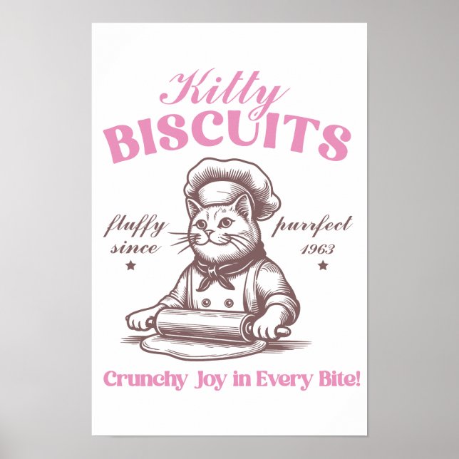 Kitty Biscuits Adorable Cat Baker Making Biscuit Poster (Front)