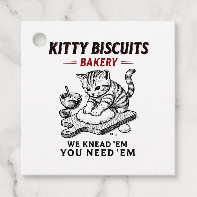 Kitty Biscuits Bakery Favour Tags (Front)