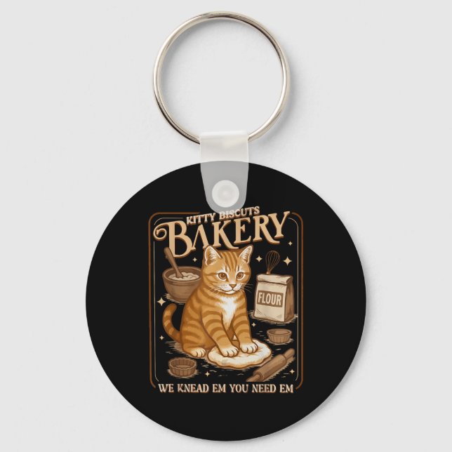 Kitty Biscuits Bakery Funny  Keychain (Front)