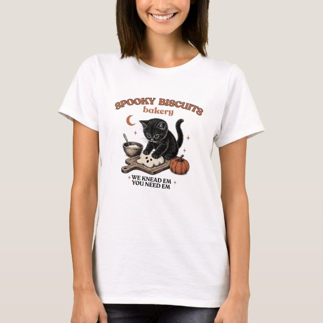 Kitty Biscuits Halloween Shirt | Black Cat Pumpkin (Front)