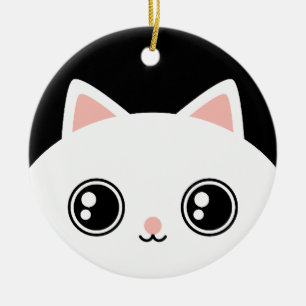 Kitty blanc mignon et ornement bilatéral noir de