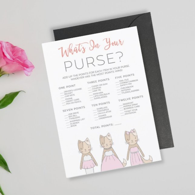 Kitty Bridal Shower What's In Your Purse Game Card (Creator Uploaded)