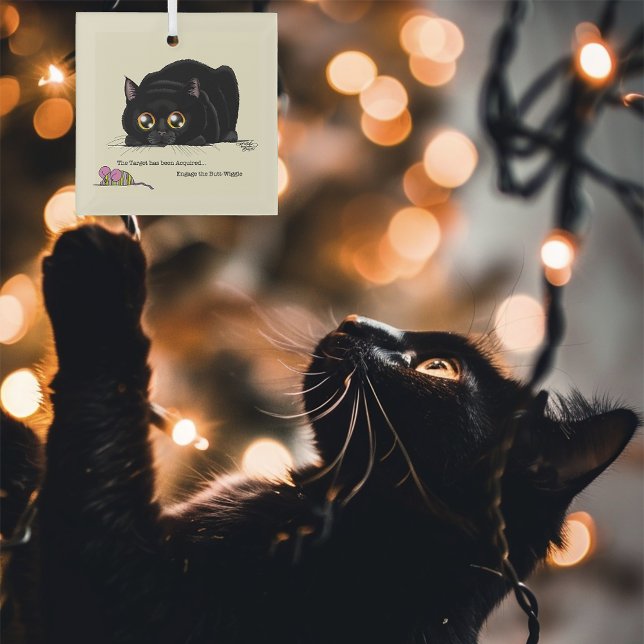 Kitty Butt-Wiggle Glass Ornament (Creator Uploaded)