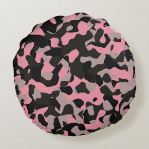 Kitty Camo Round Pillow