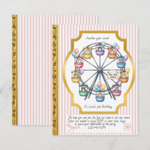 Kitty Carousel Birthday Party Digital Download Invitation